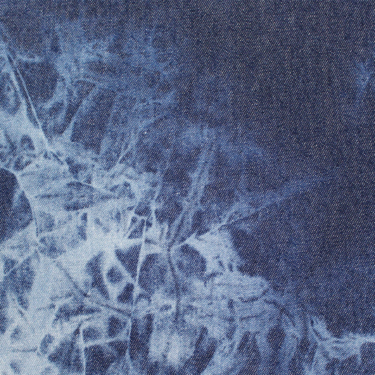 bleached tie dye cotton denim - indigo