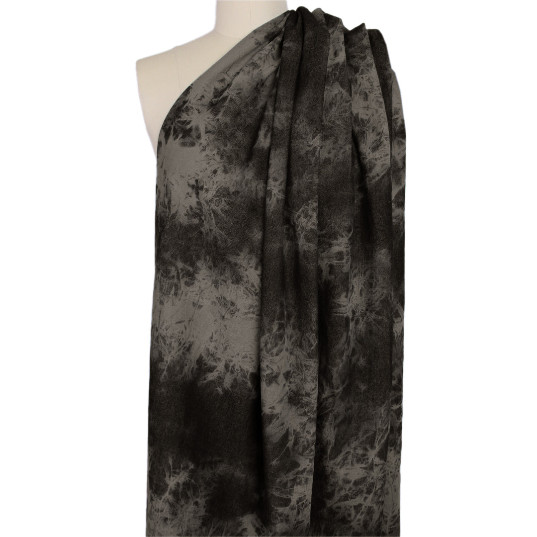 bleached tie dye cotton denim - soft black