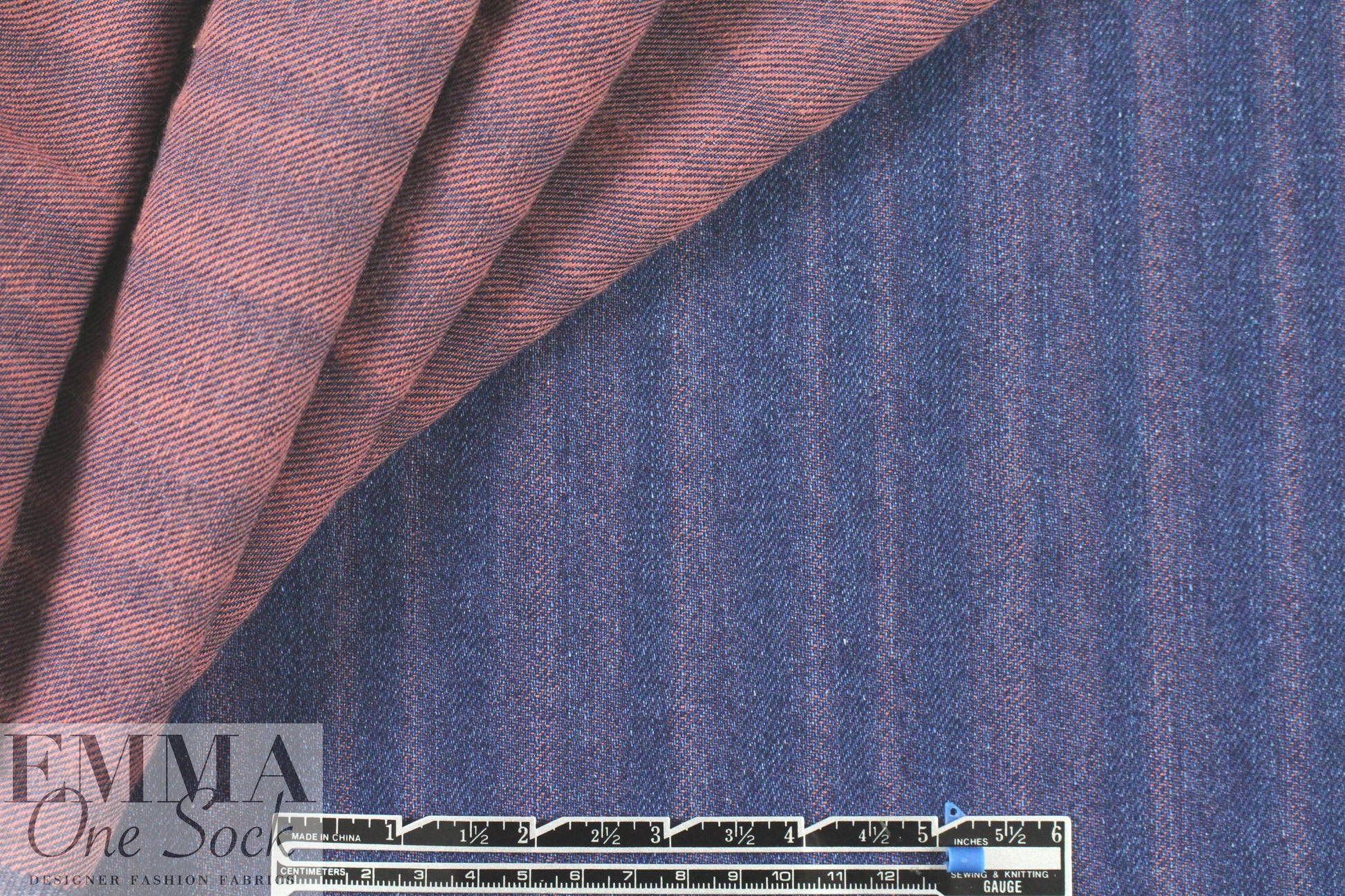 Italian enzyme wash denim - indigo/rouge .66 yds