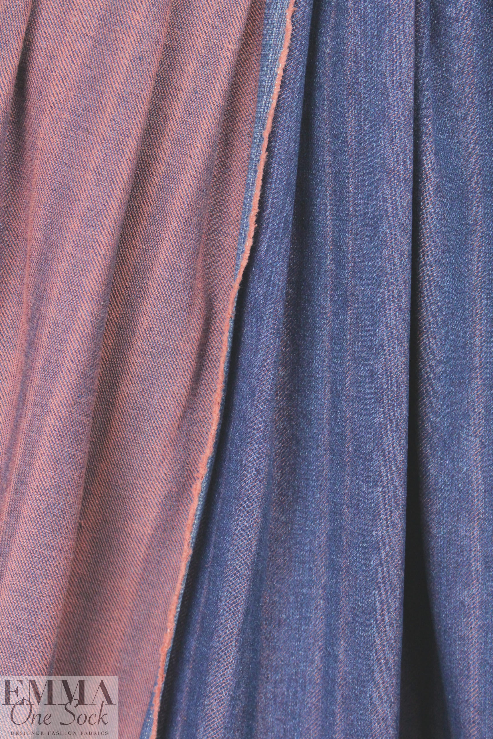 Italian enzyme wash denim - indigo/rouge .66 yds
