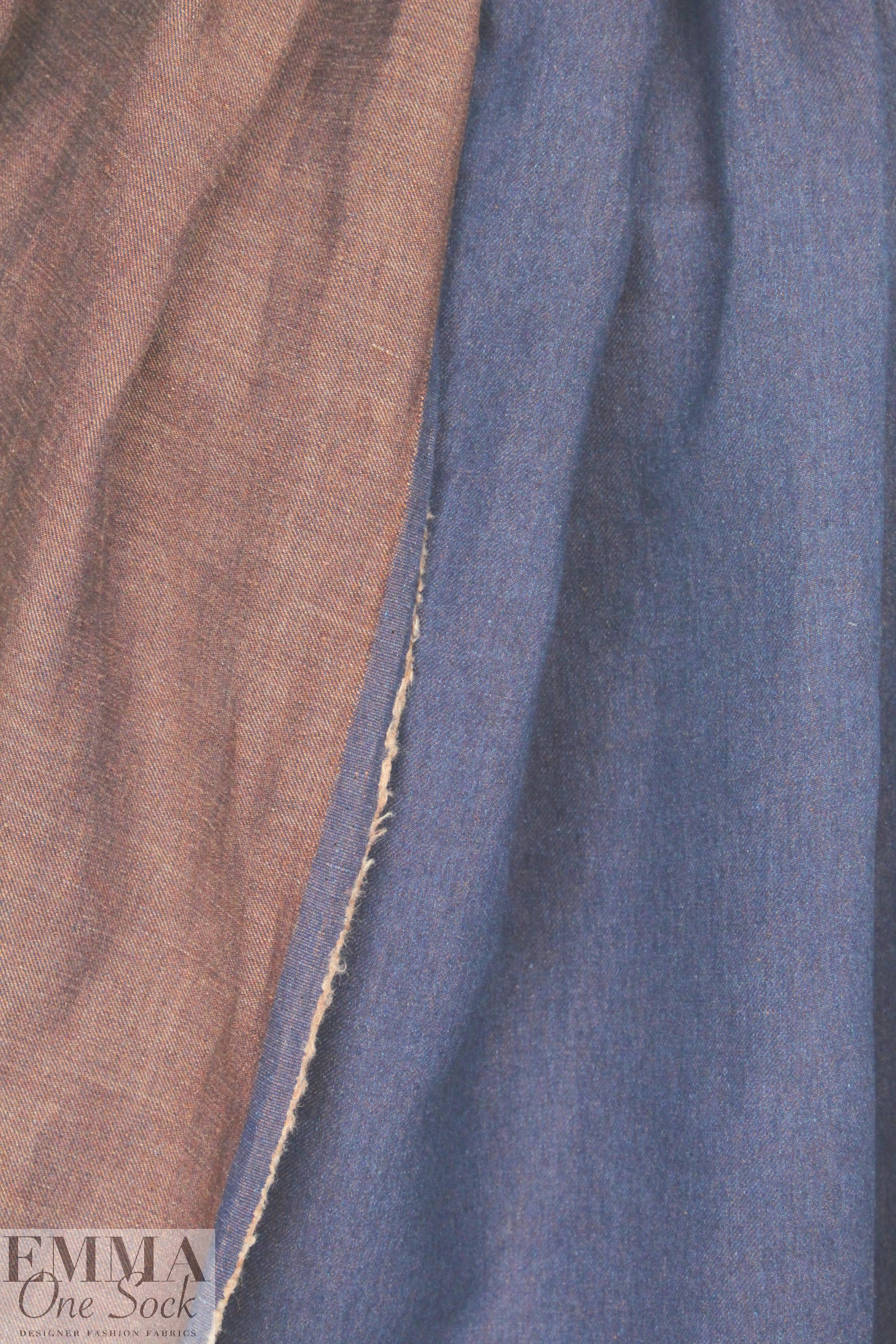 Italian enzyme wash reversible denim - indigo/rouge