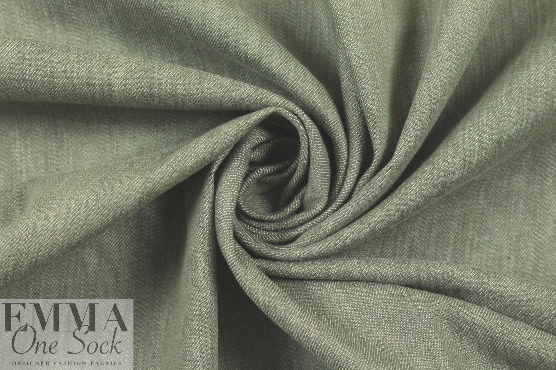 Italian enzyme wash stretch denim - sage heather