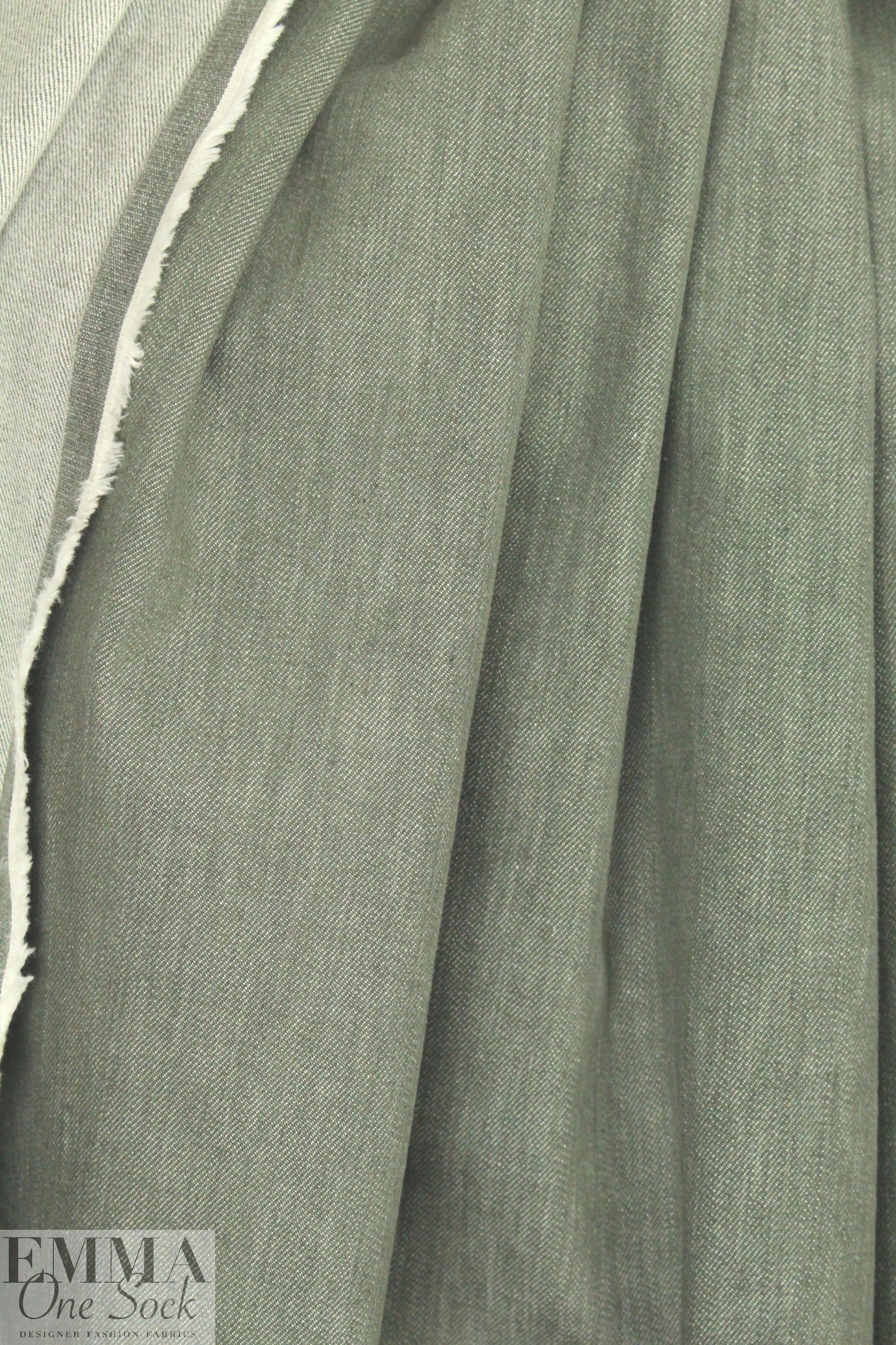 Italian enzyme wash stretch denim - sage heather