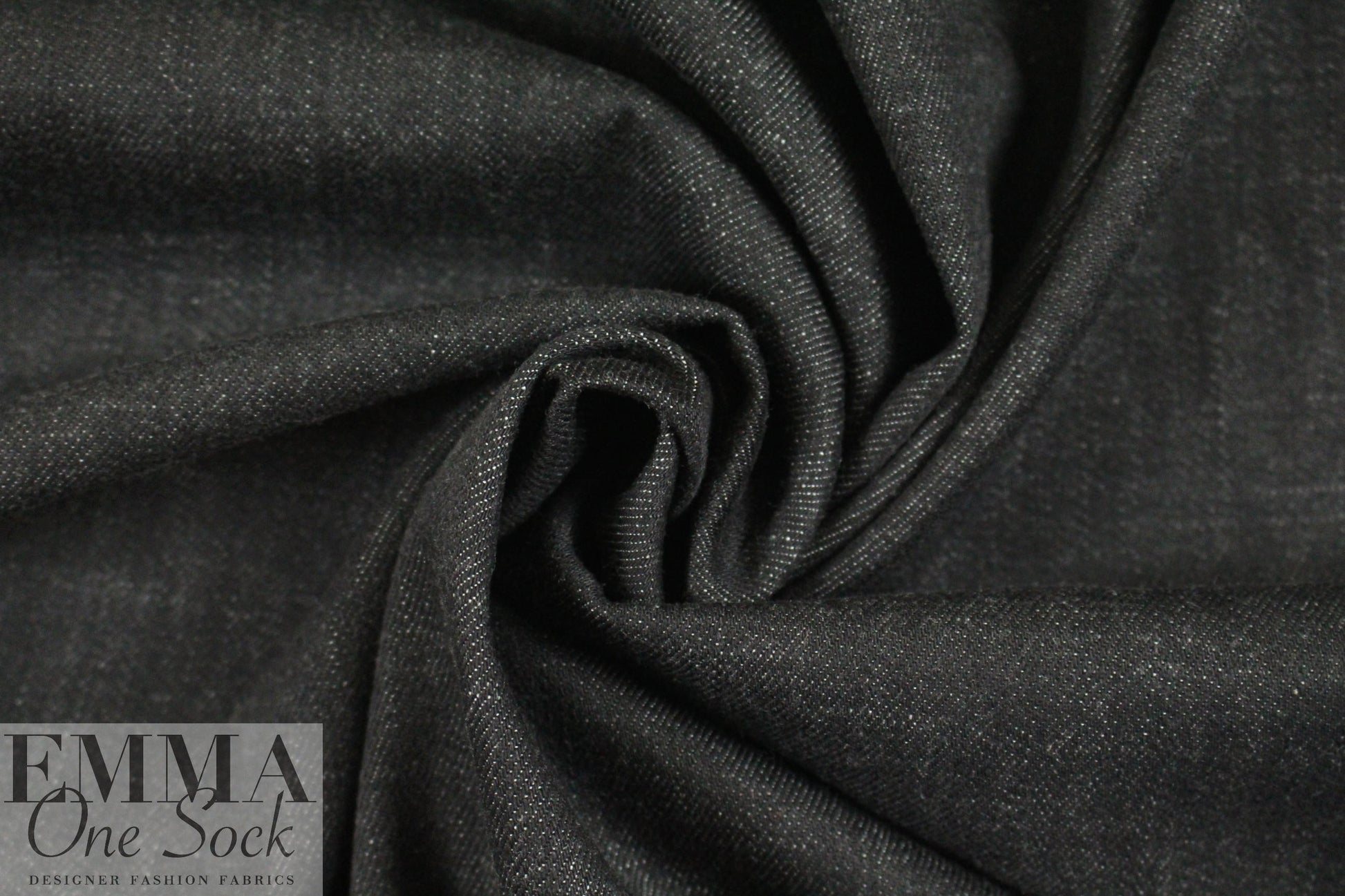 Italian enzyme wash denim - off black 1.375 yds