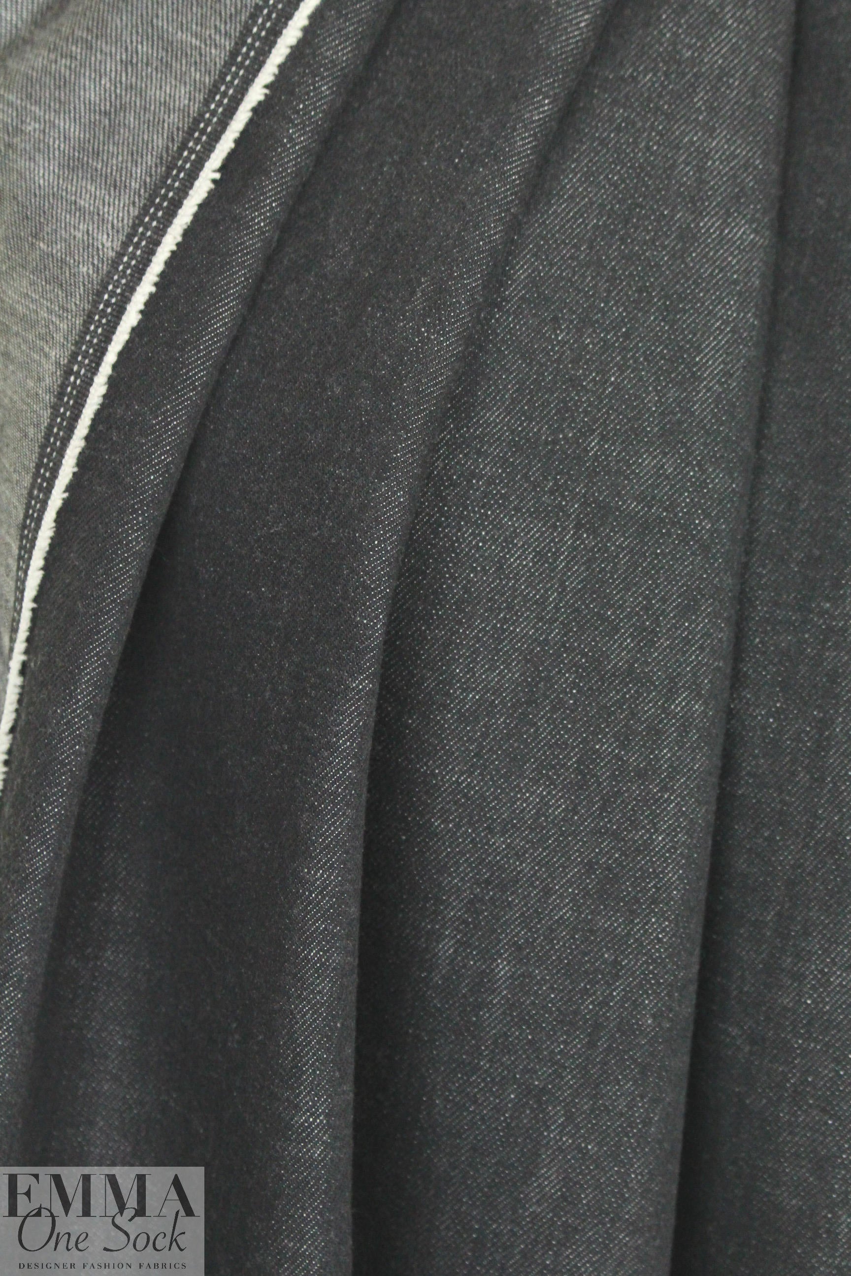Italian enzyme wash denim - off black 1.33 yds