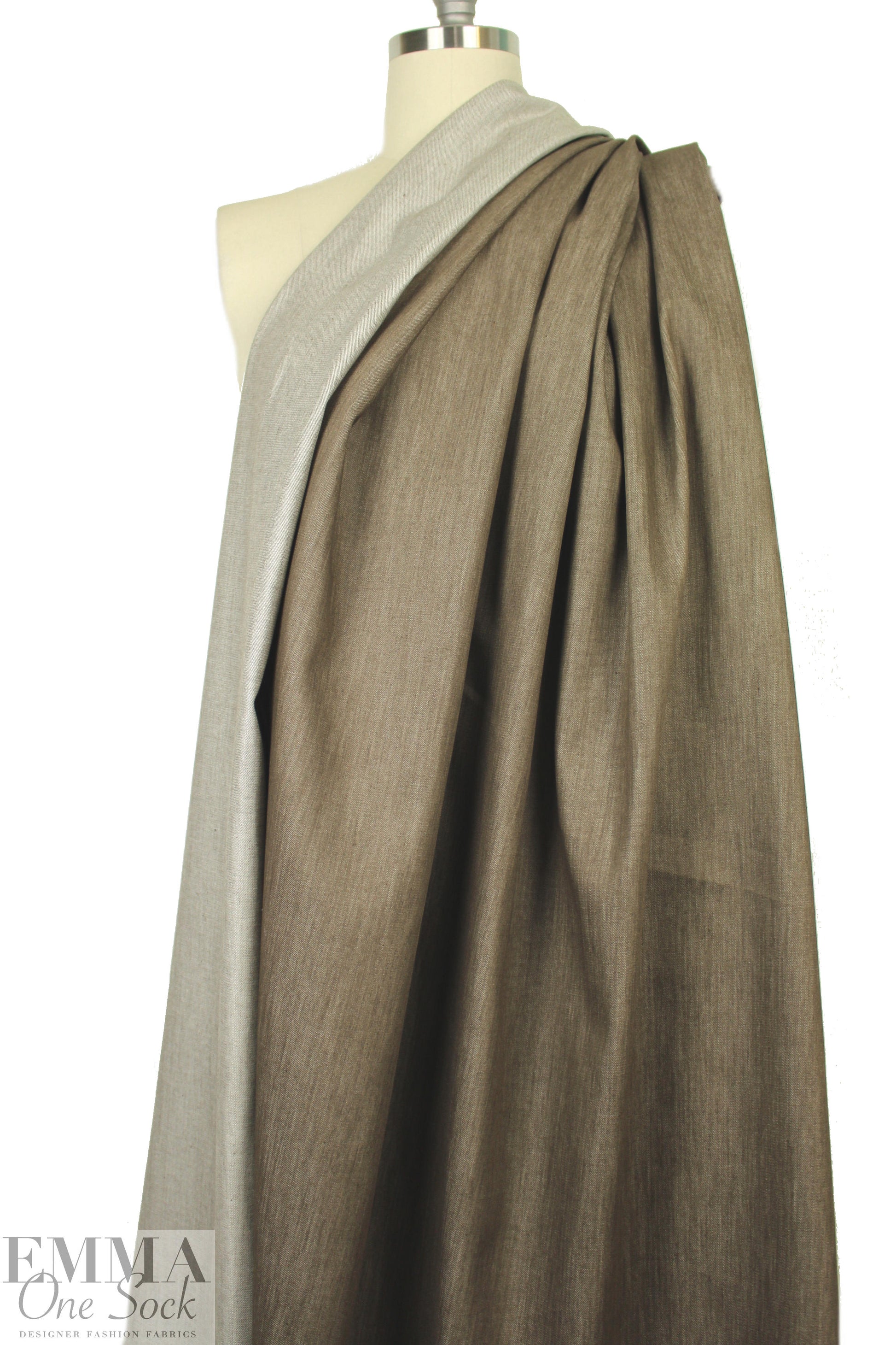 Italian cotton/silk denim - cafe-au-lait