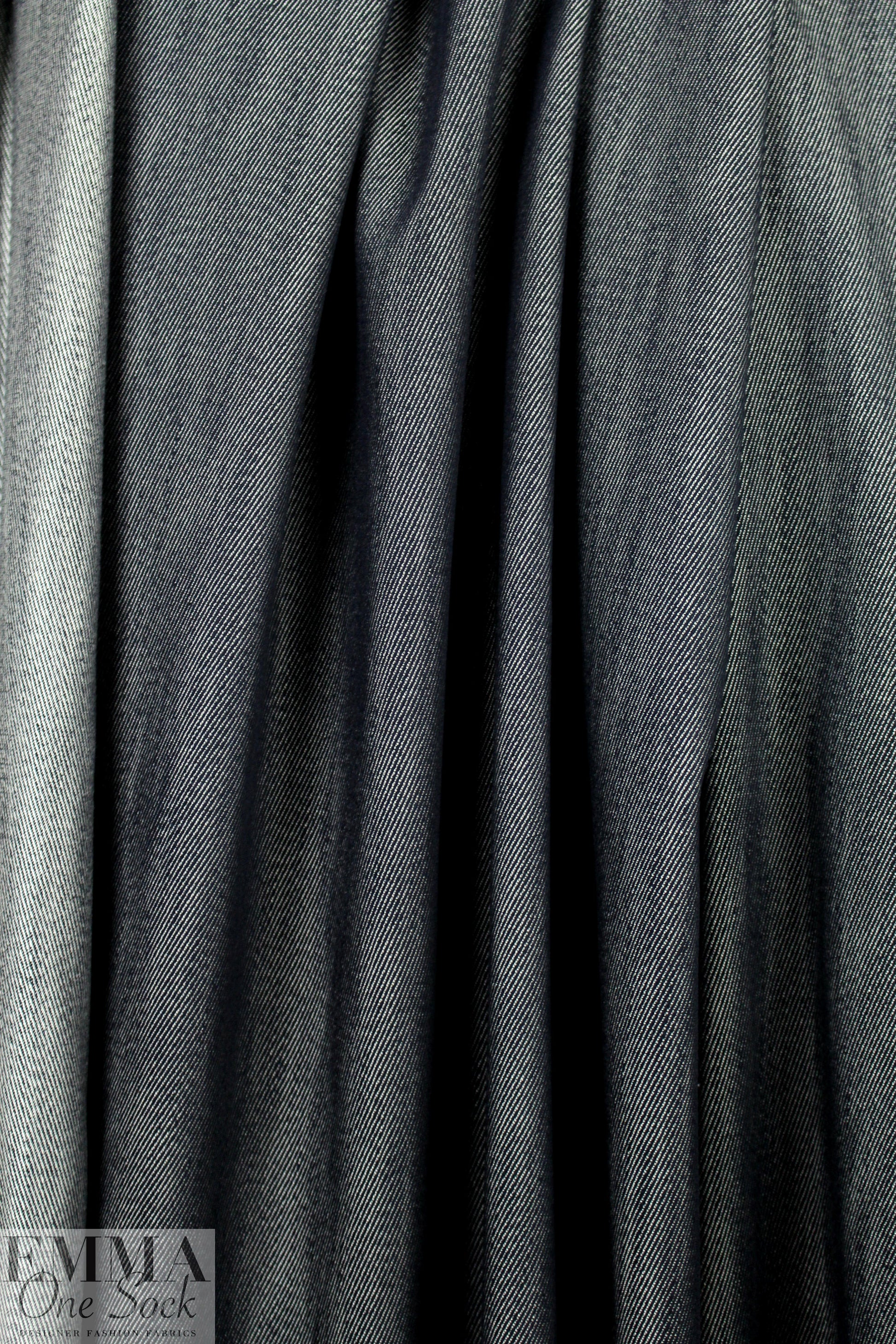 Italian wool/silk/cotton stretch denim - dark denim