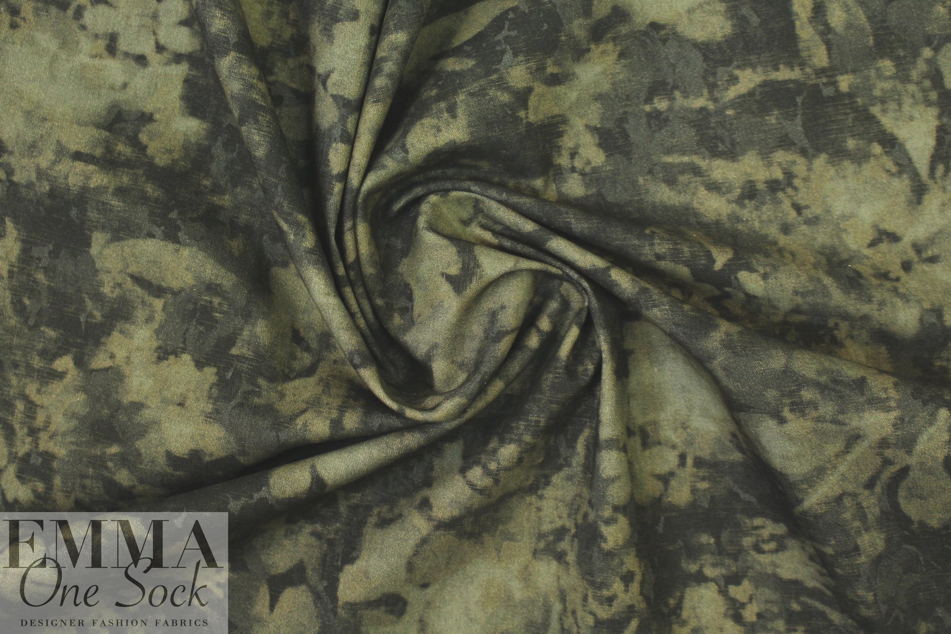 Italian mottled abstract printed stretch denim