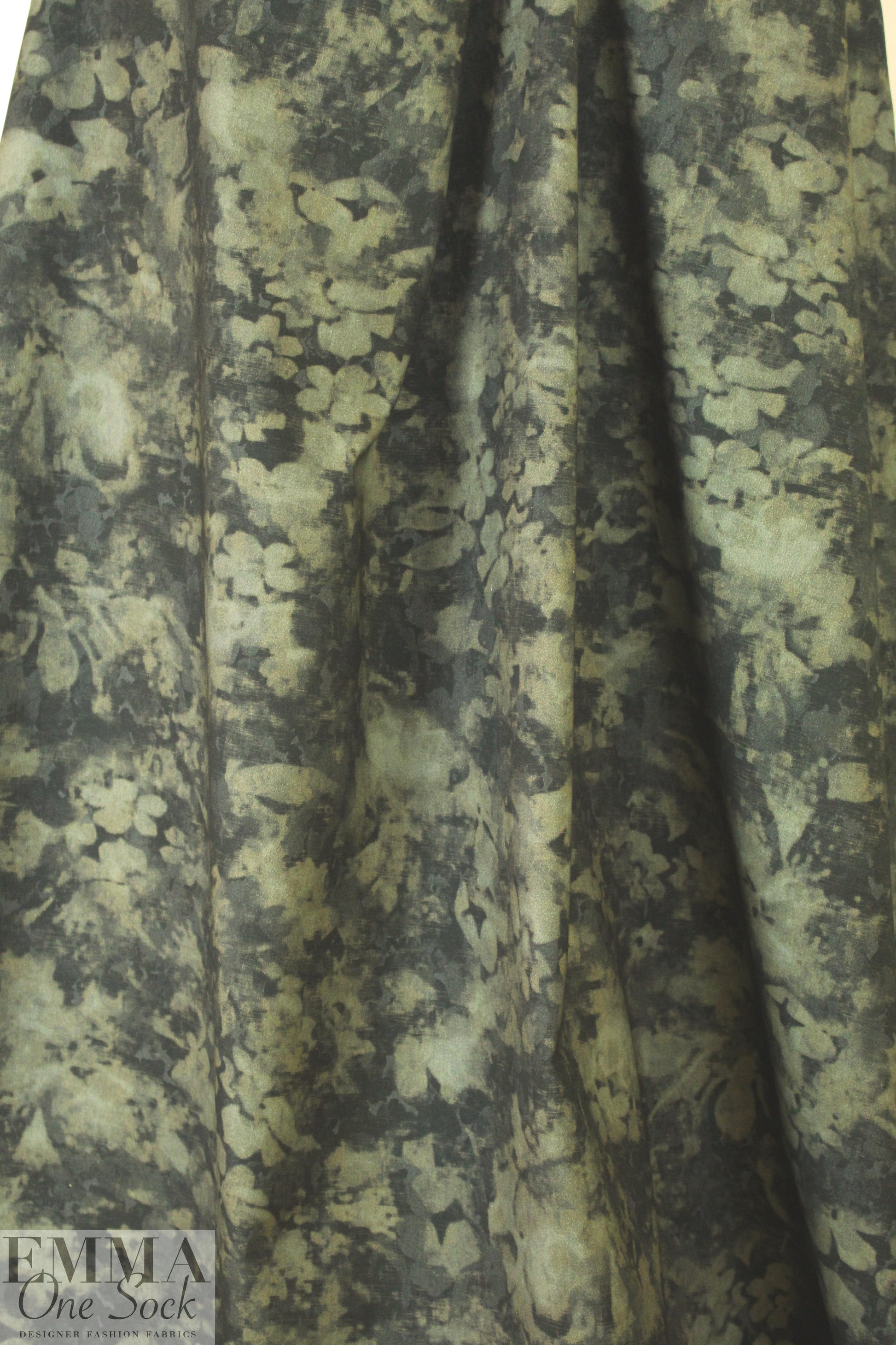 Italian abstracted floral printed stretch denim .5 yds