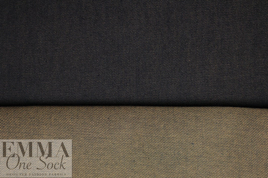 Italian doubleface cotton denim - indigo/taupe