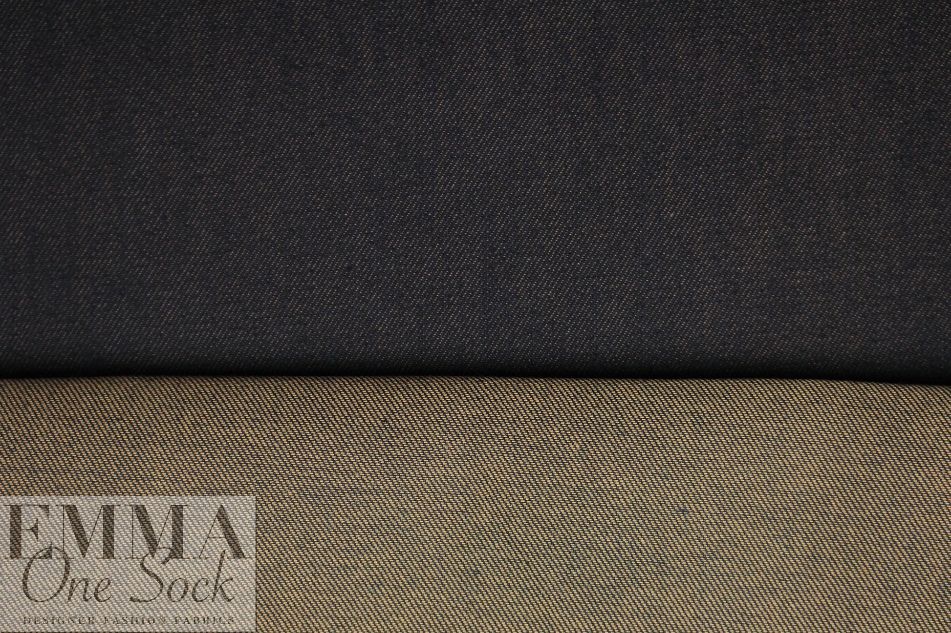 Italian doubleface cotton denim - indigo/taupe 2.125 yds