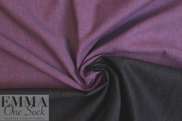 Italian doubleface cotton denim - lavender/off black