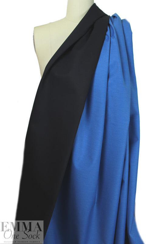 Italian doubleface cotton denim - azure/black