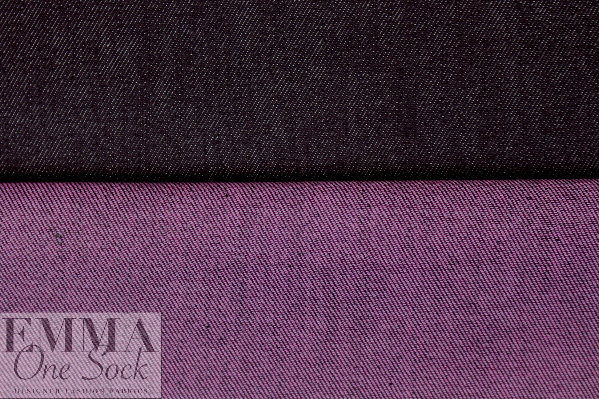 Italian doubleface cotton denim - iris/off black 1 yard