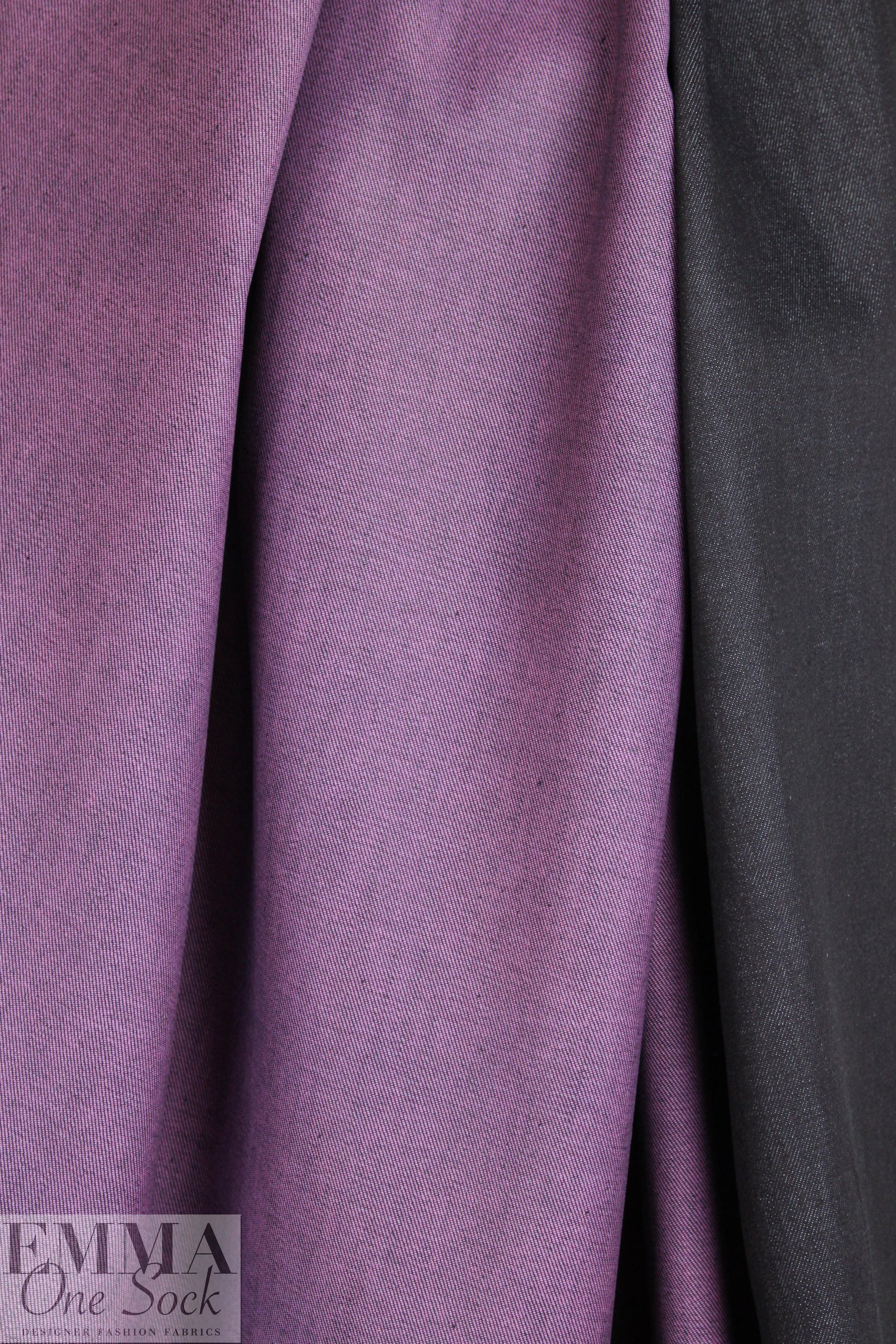 Italian doubleface cotton denim - iris/off black 1 yard