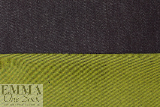 Italian doubleface cotton denim - lime/off black .75 yds