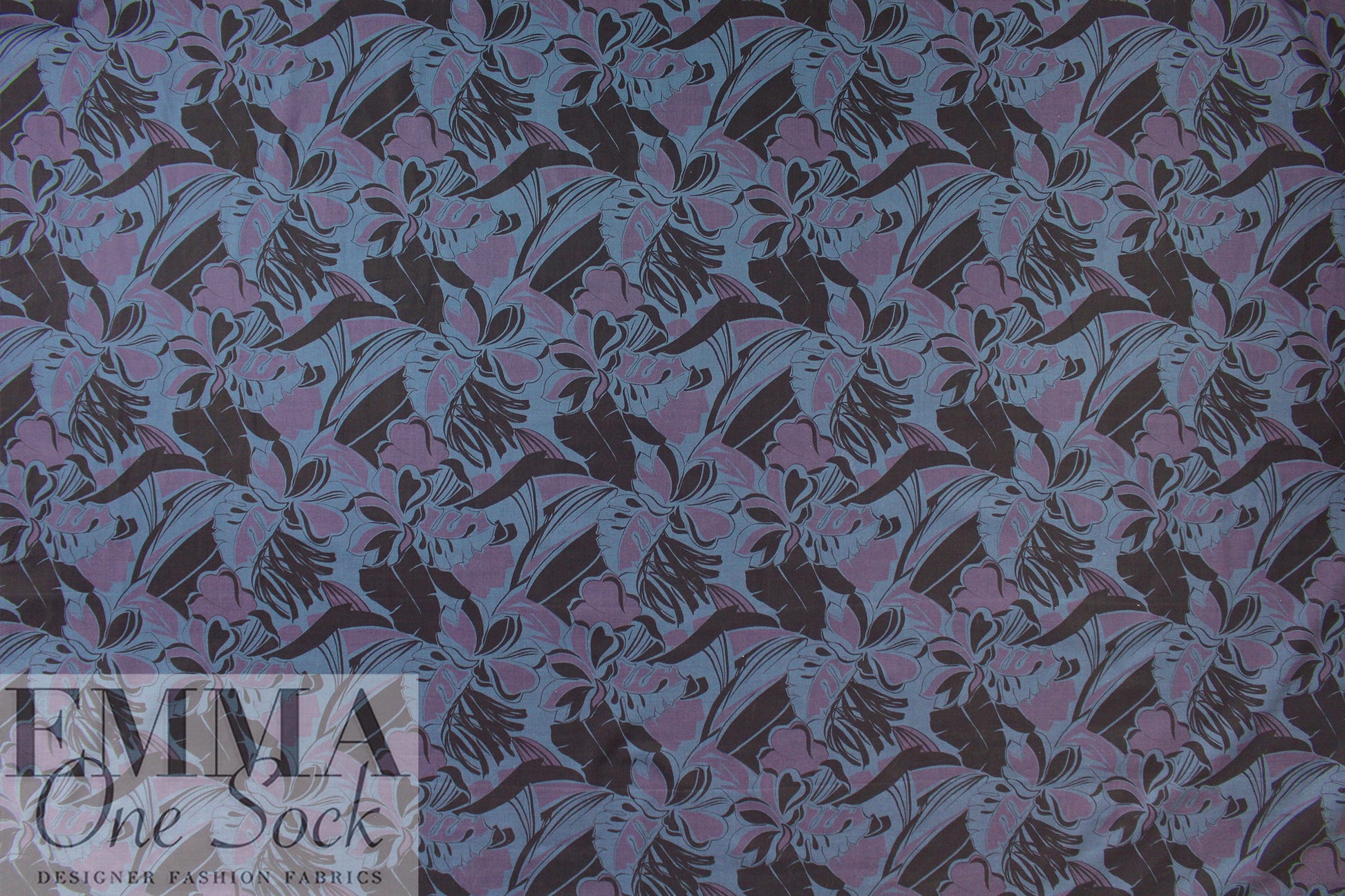 Italian 'muted blooms' cotton stretch denim .625 yds