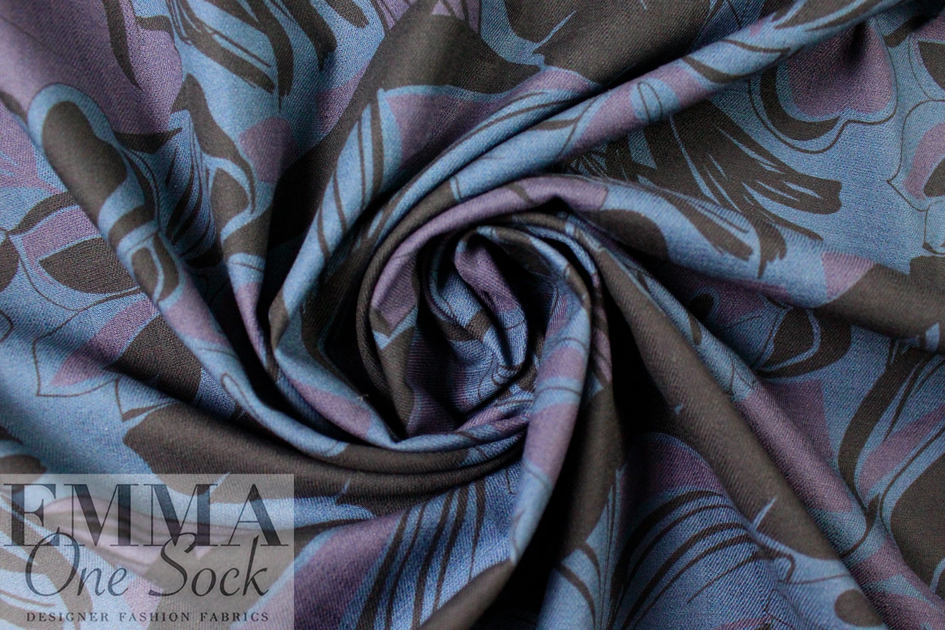 Italian 'muted blooms' cotton stretch denim