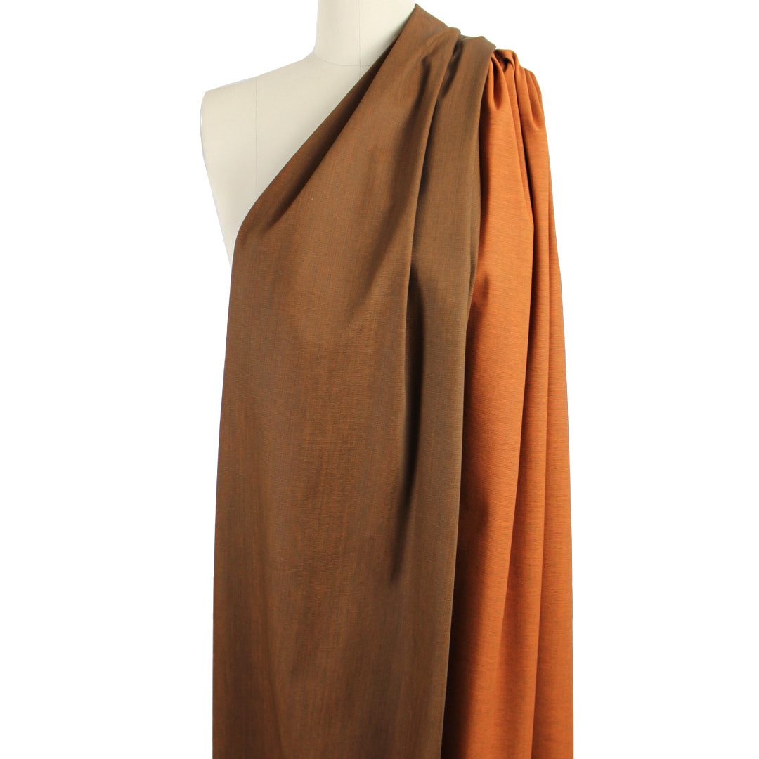 Italian wax-look reversible stretch denim - rust/nutmeg 1.875 yd