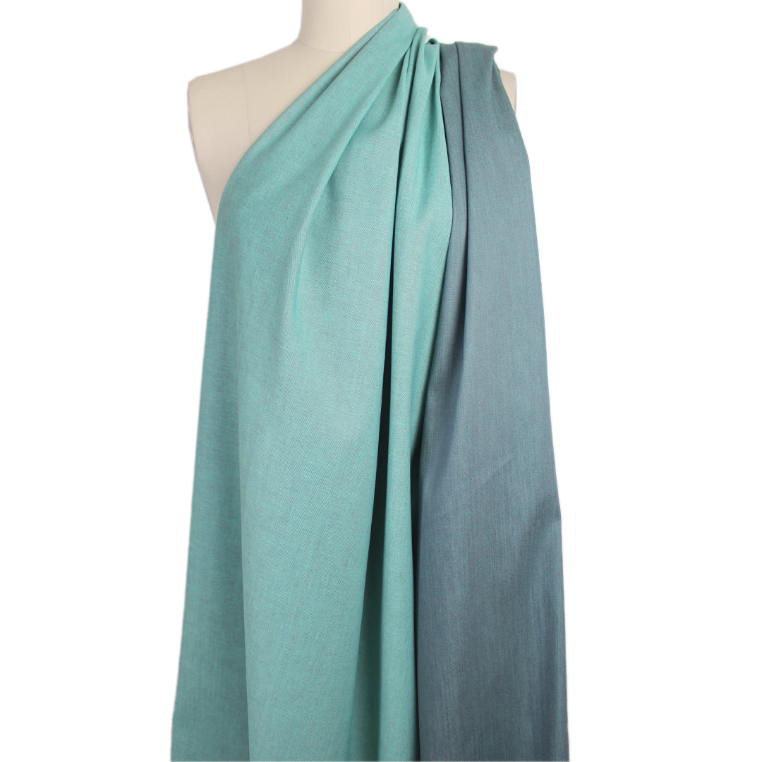 Italian reversible stretch denim - wintergreen/slate .875 yds