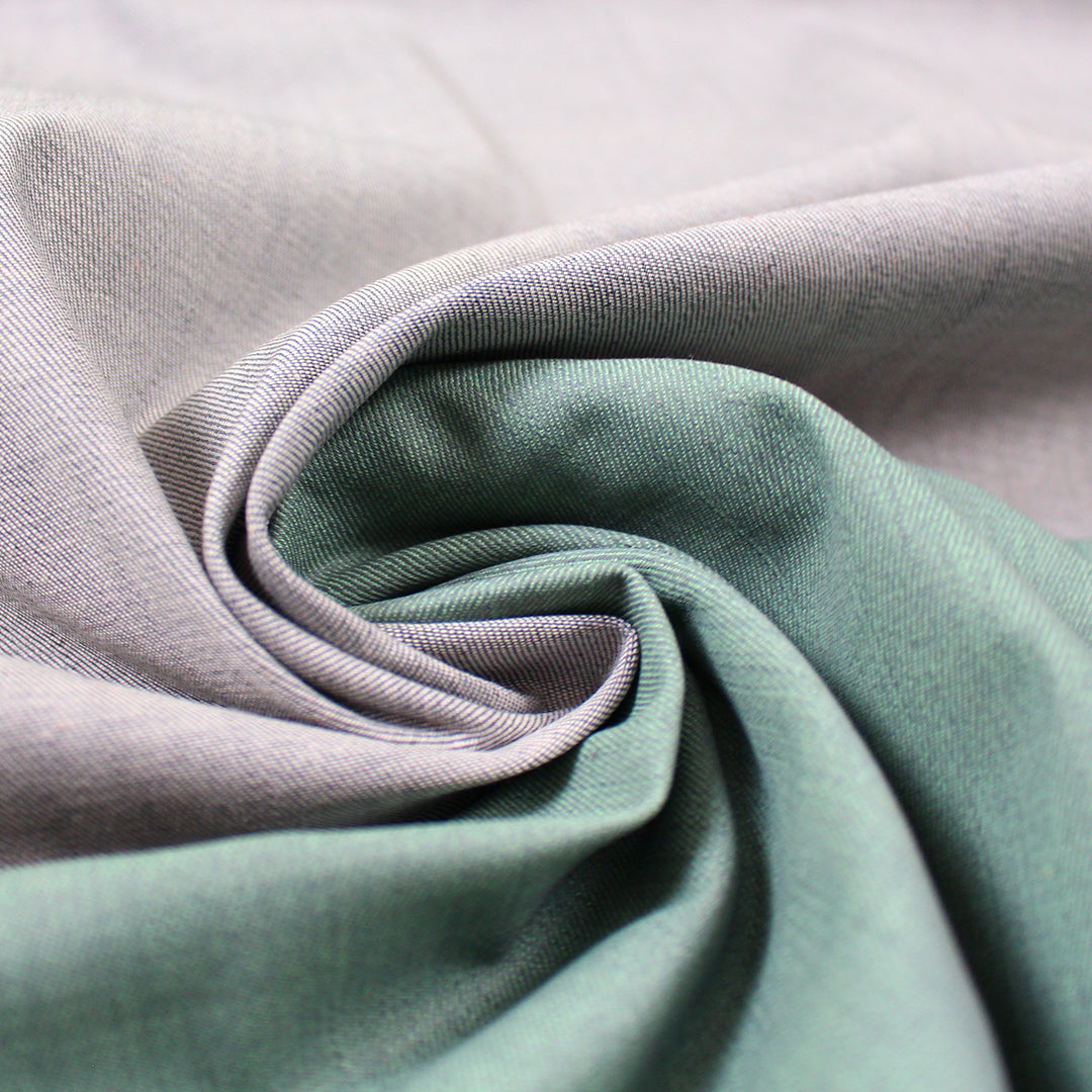 Italian reversible stretch denim - sage mint/ash 1.25 yds