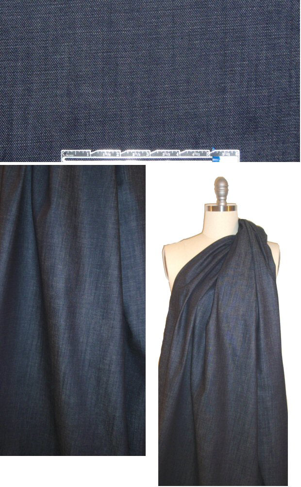 Italian dark blue twill weave stretch denim
