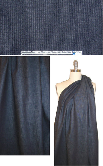 Italian dark blue twill weave stretch denim
