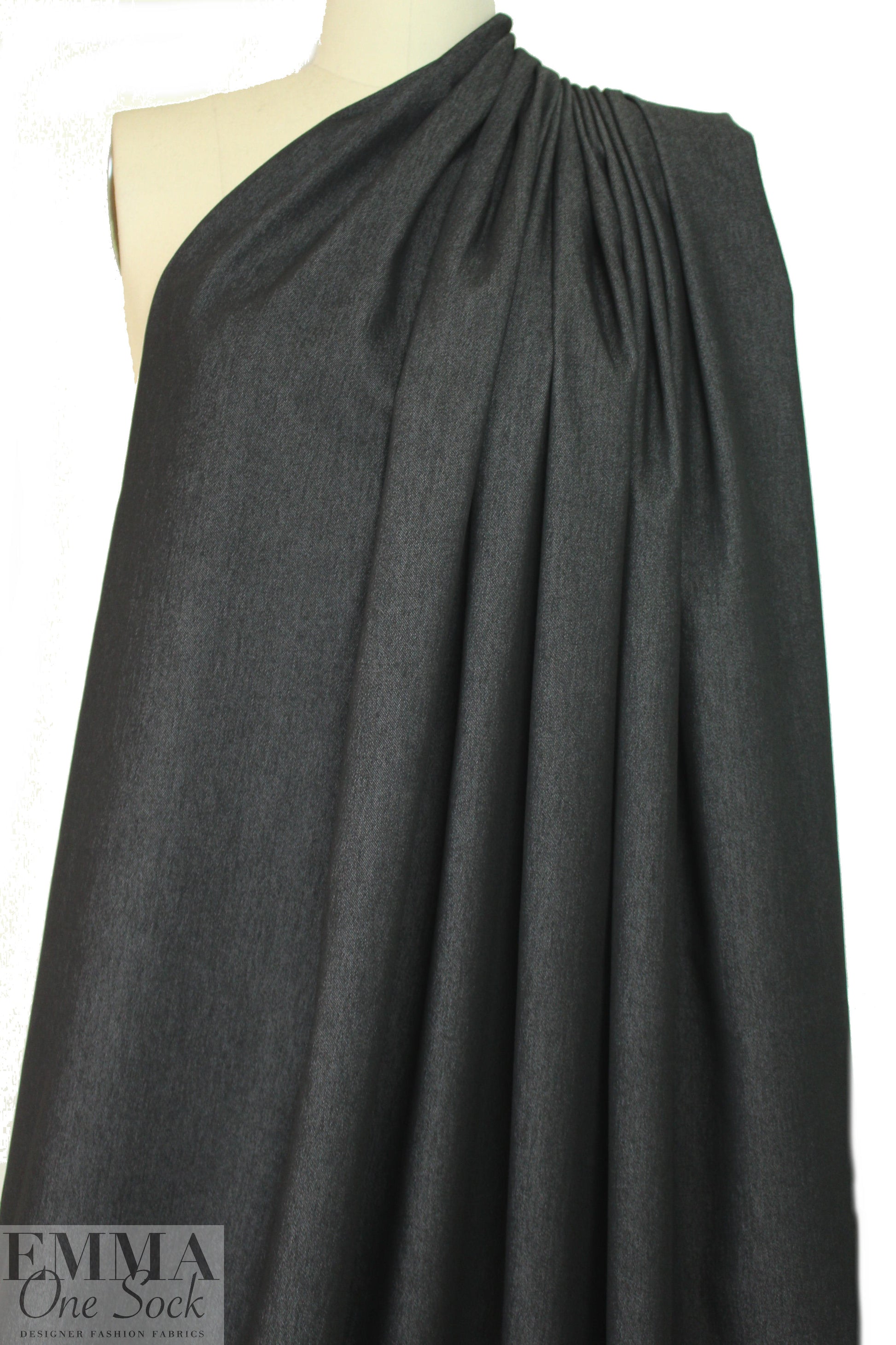 stretch cotton blend denim - off black