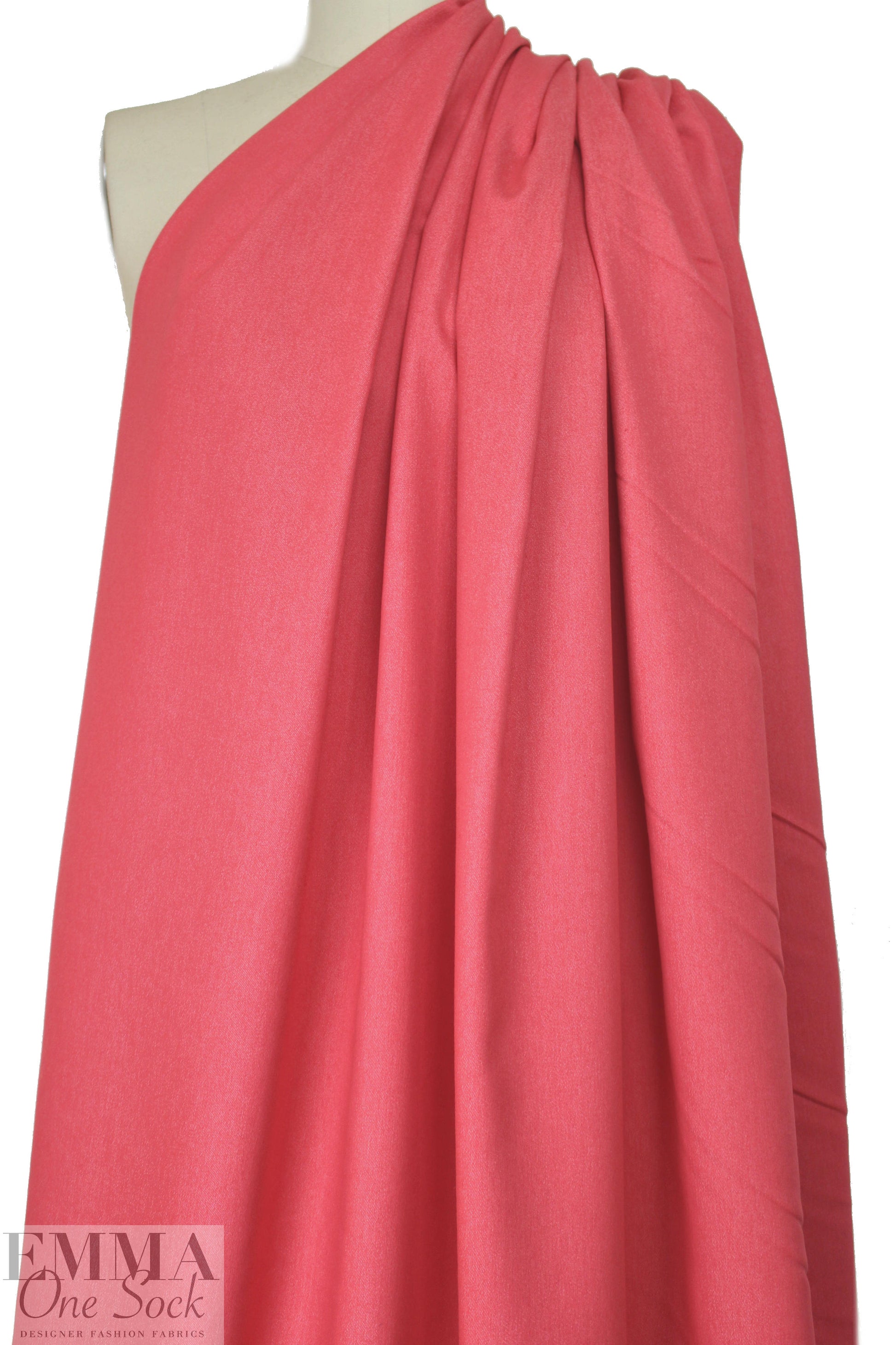 stretch cotton blend denim - coral red
