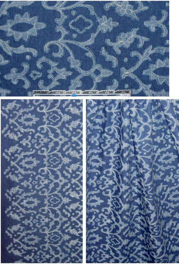 intricate 'trellis' applique' stretch denim .75 yds