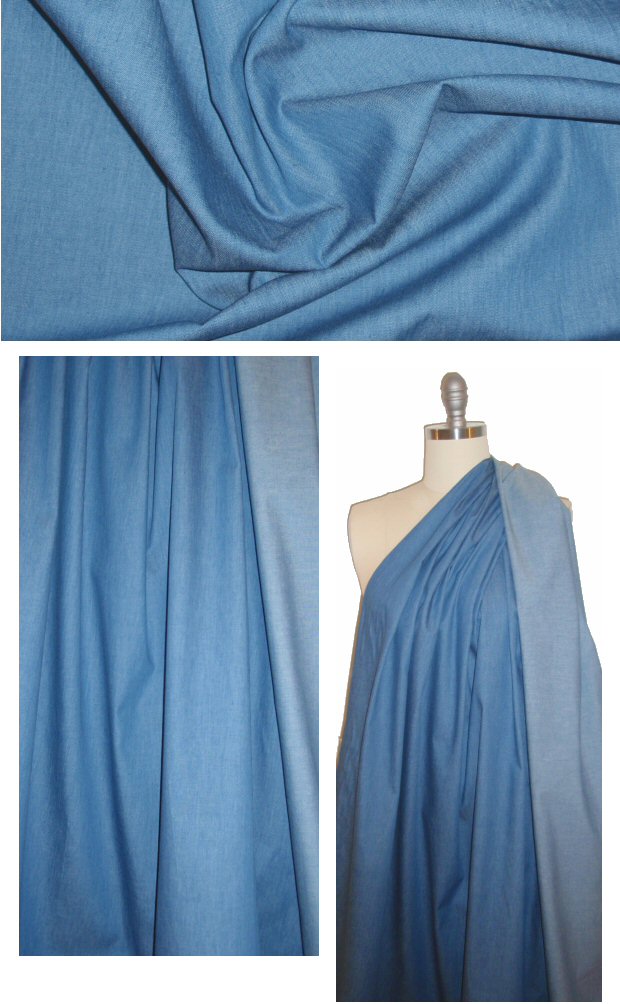 lighter blue all cotton lighter weight denim 1.5 yds