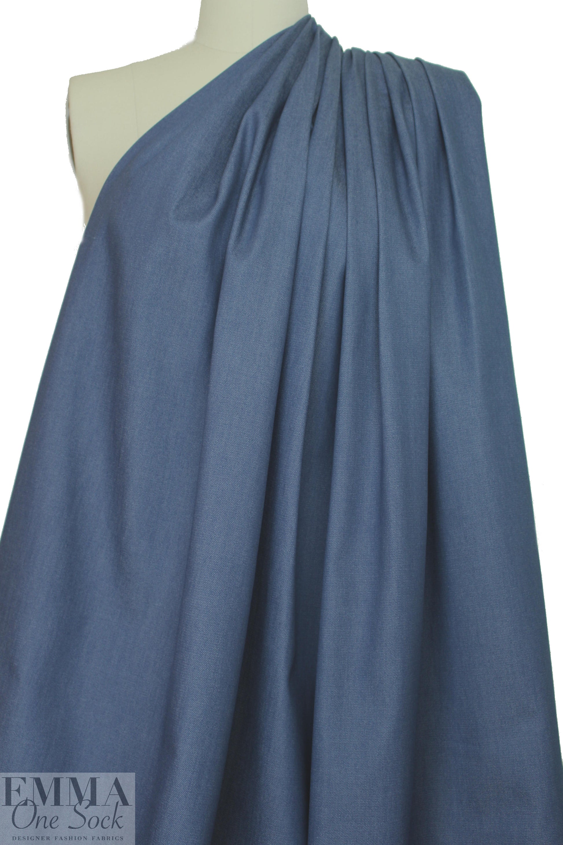 cotton/recycled poly/spandex stretch denim - soft blue 2 yd