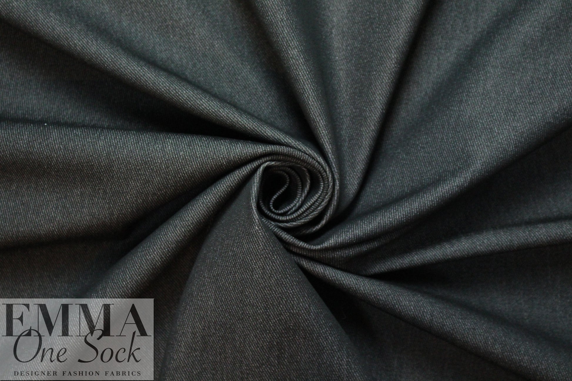 Italian 4-way stretch cotton denim - off black 1.125 yds