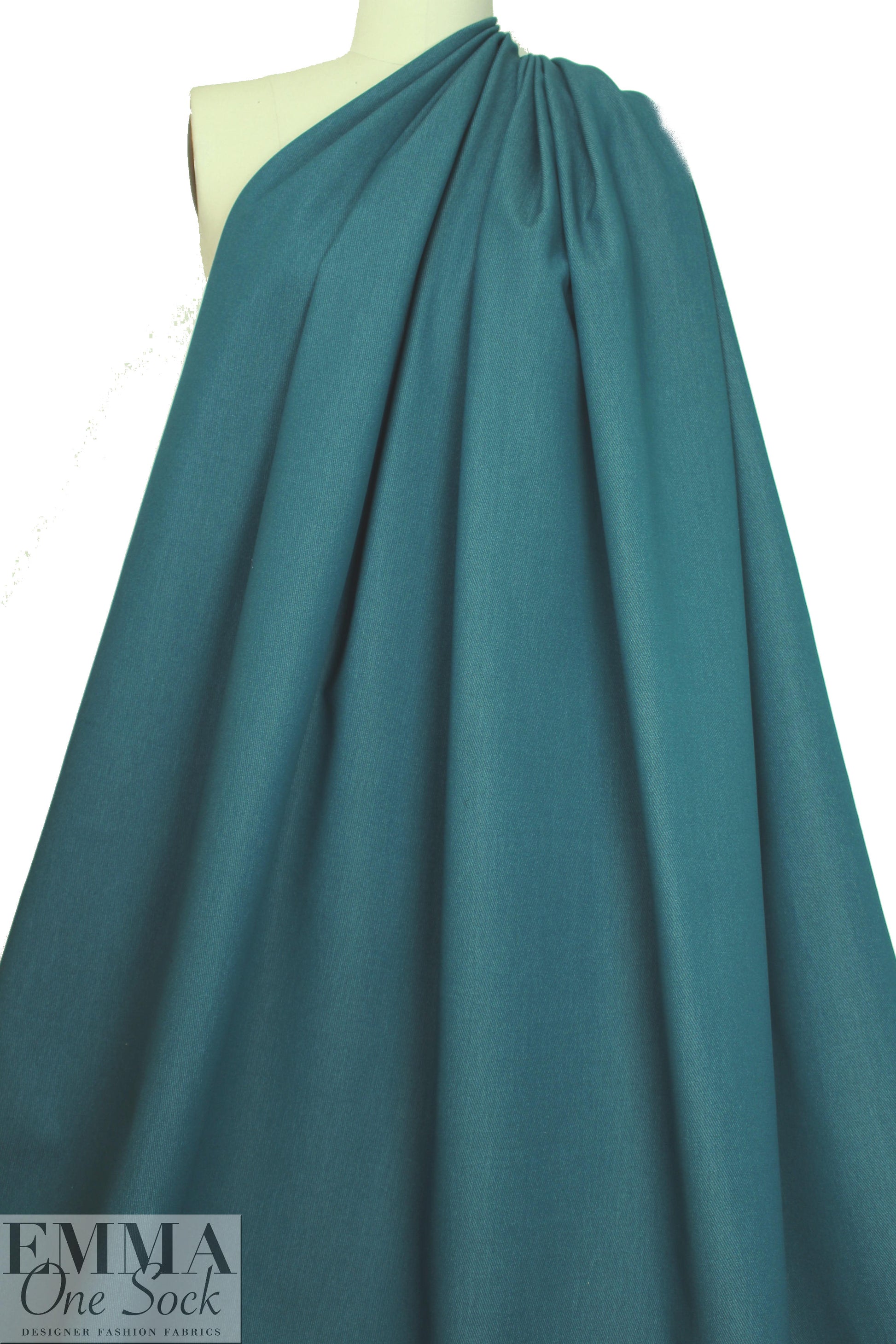 Italian 4-way stretch cotton denim - teal