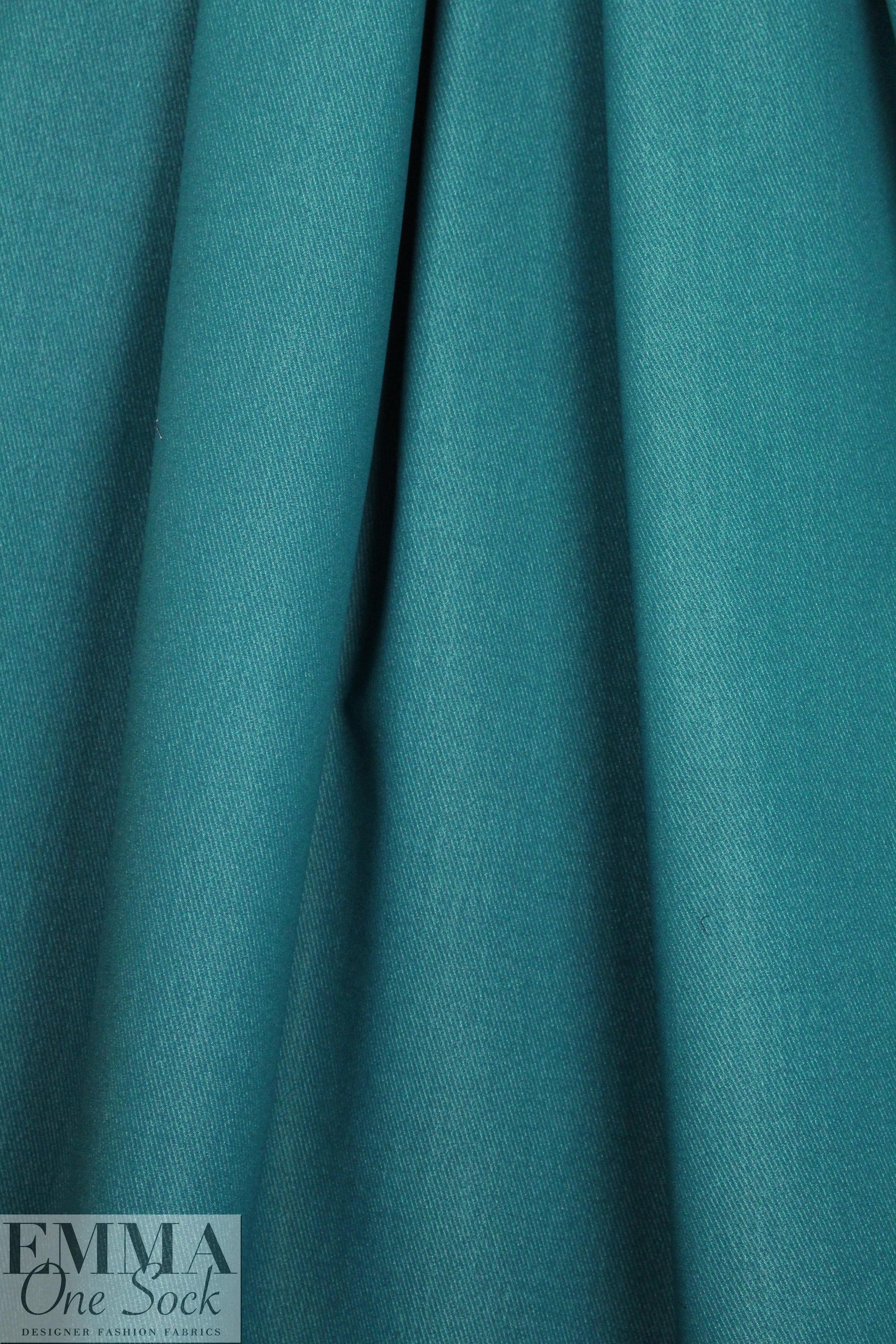 Italian 4-way stretch cotton denim - teal