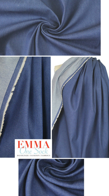 famous designer blue cotton blend stretch denim