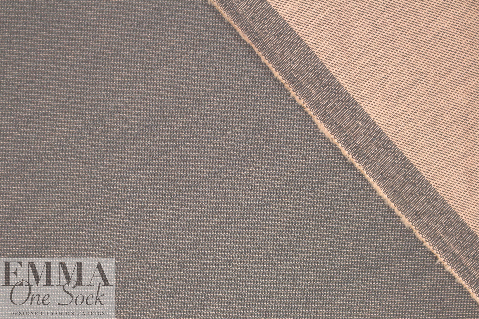 Italian two-tone stretch denim - gray/blush 1.375 yds