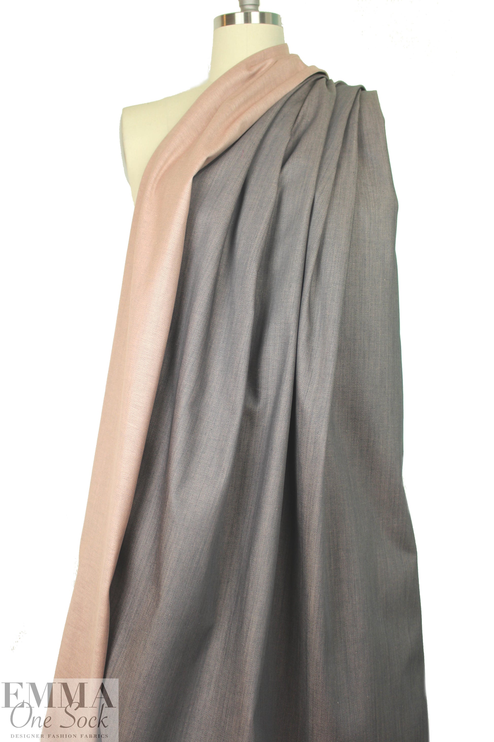 Italian two-tone stretch denim - gray/blush