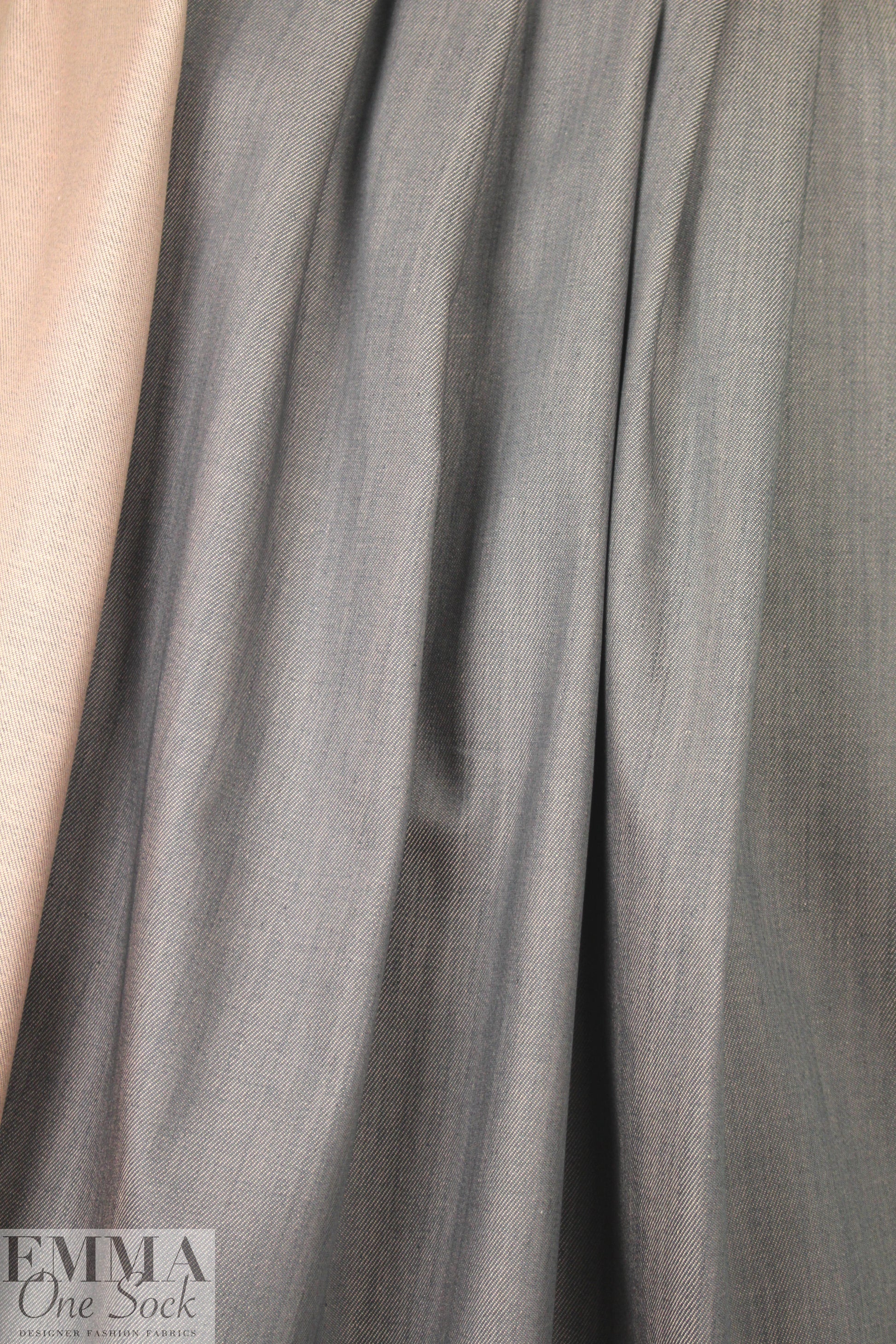 Italian two-tone stretch denim - gray/blush 1.375 yds