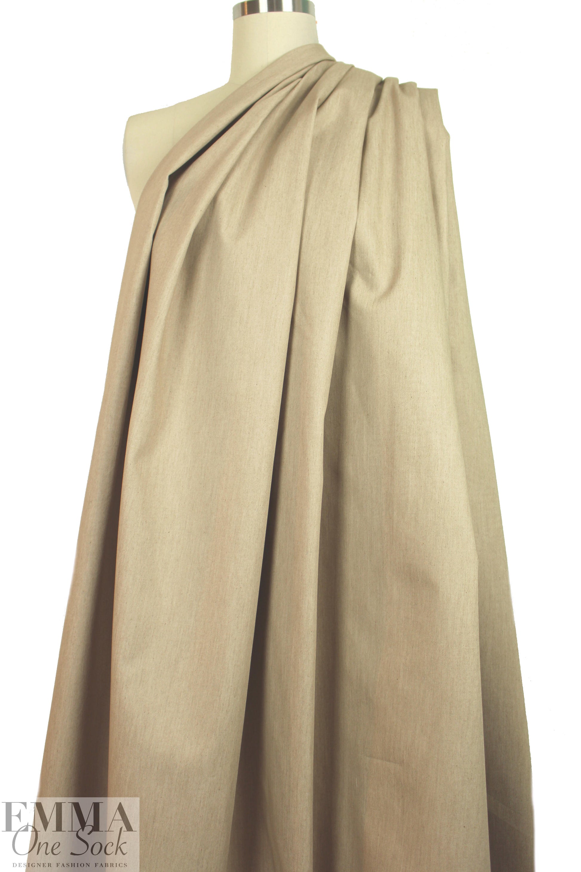 Italian wool/silk/cotton stretch denim - sand