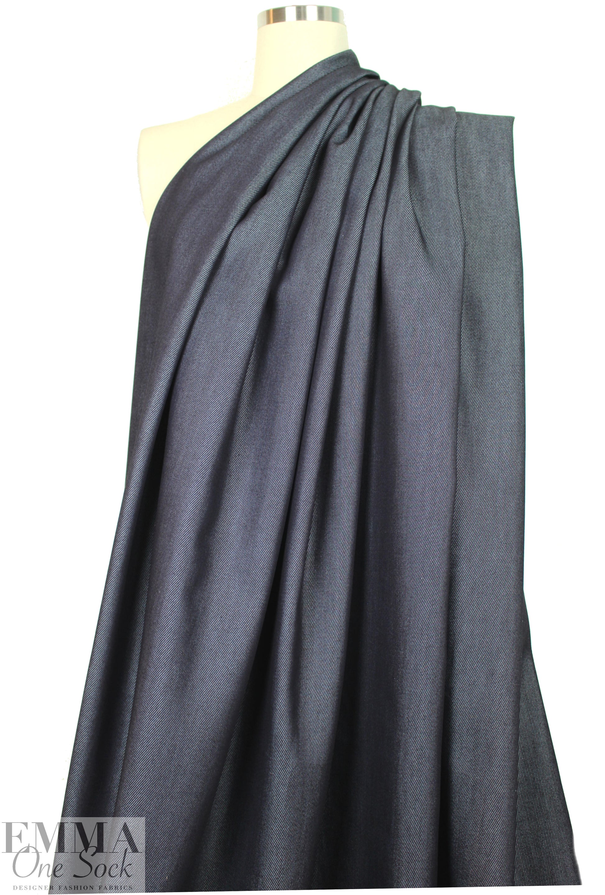 Italian cotton/silk denim - navy/silver