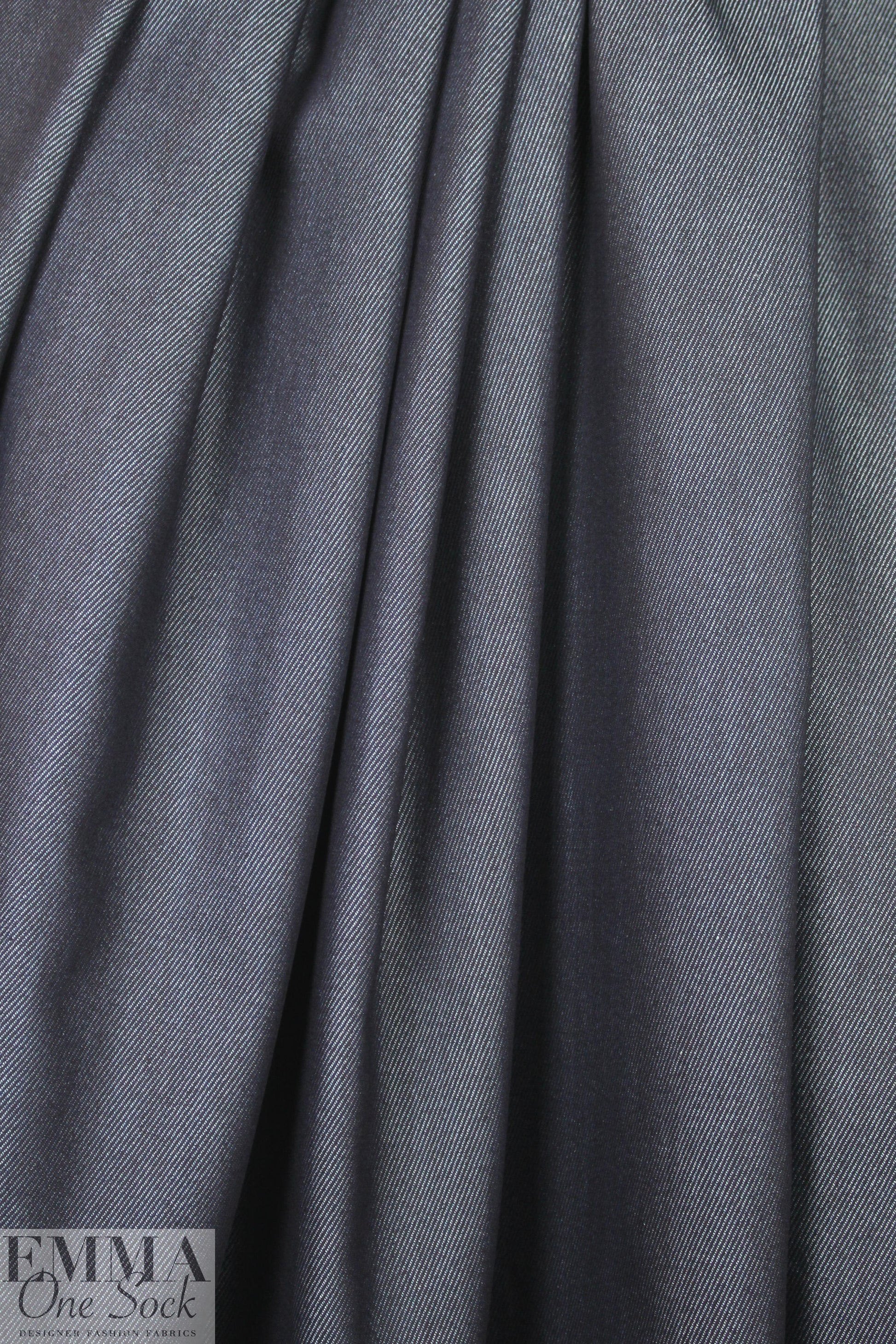 Italian cotton/silk denim - navy/silver