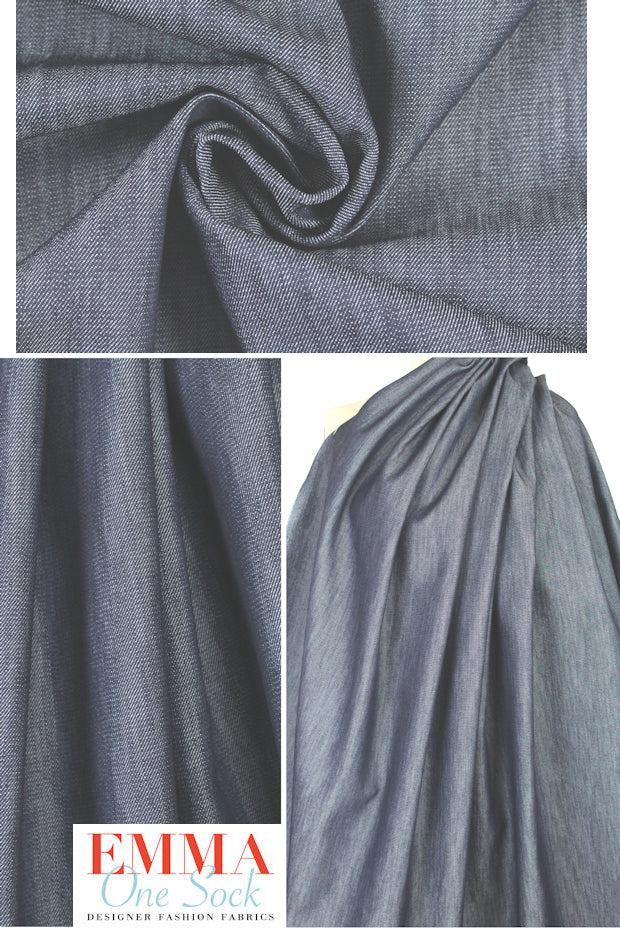 designer heavy, dark blue twill denim