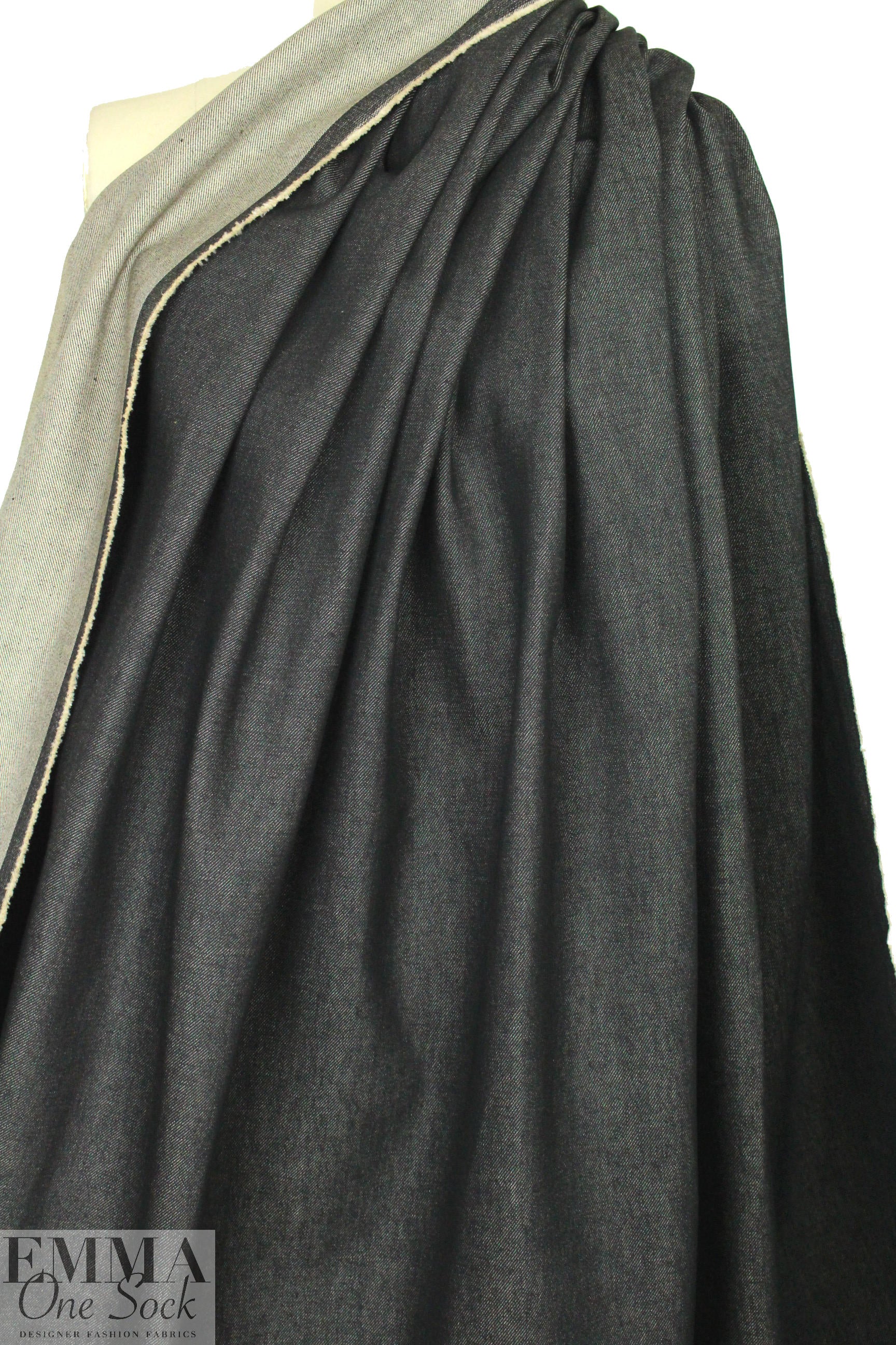 Italian heavy no-stretch denim - off black 1.125 yds