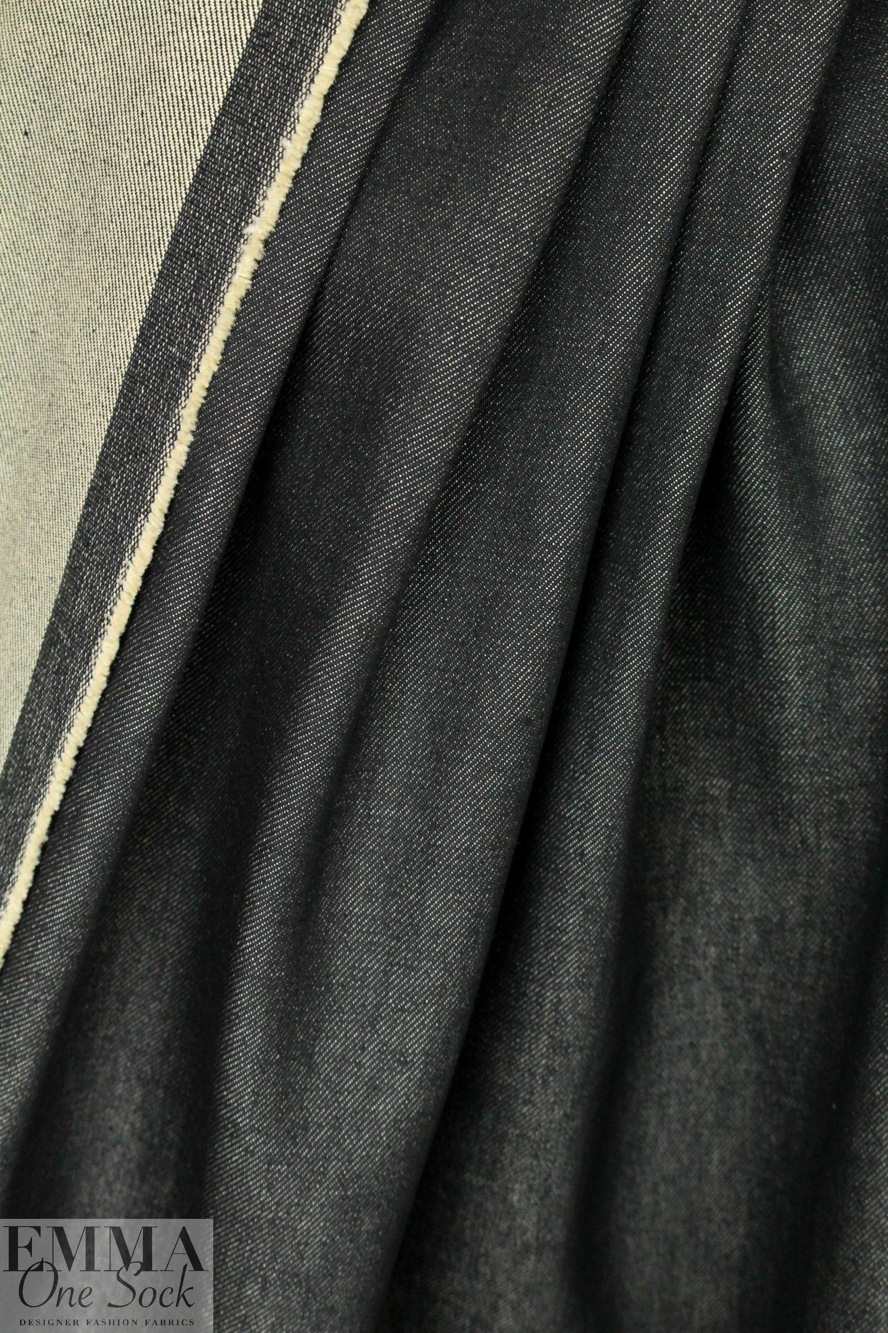 Italian heavy no-stretch denim - off black 1.125 yds