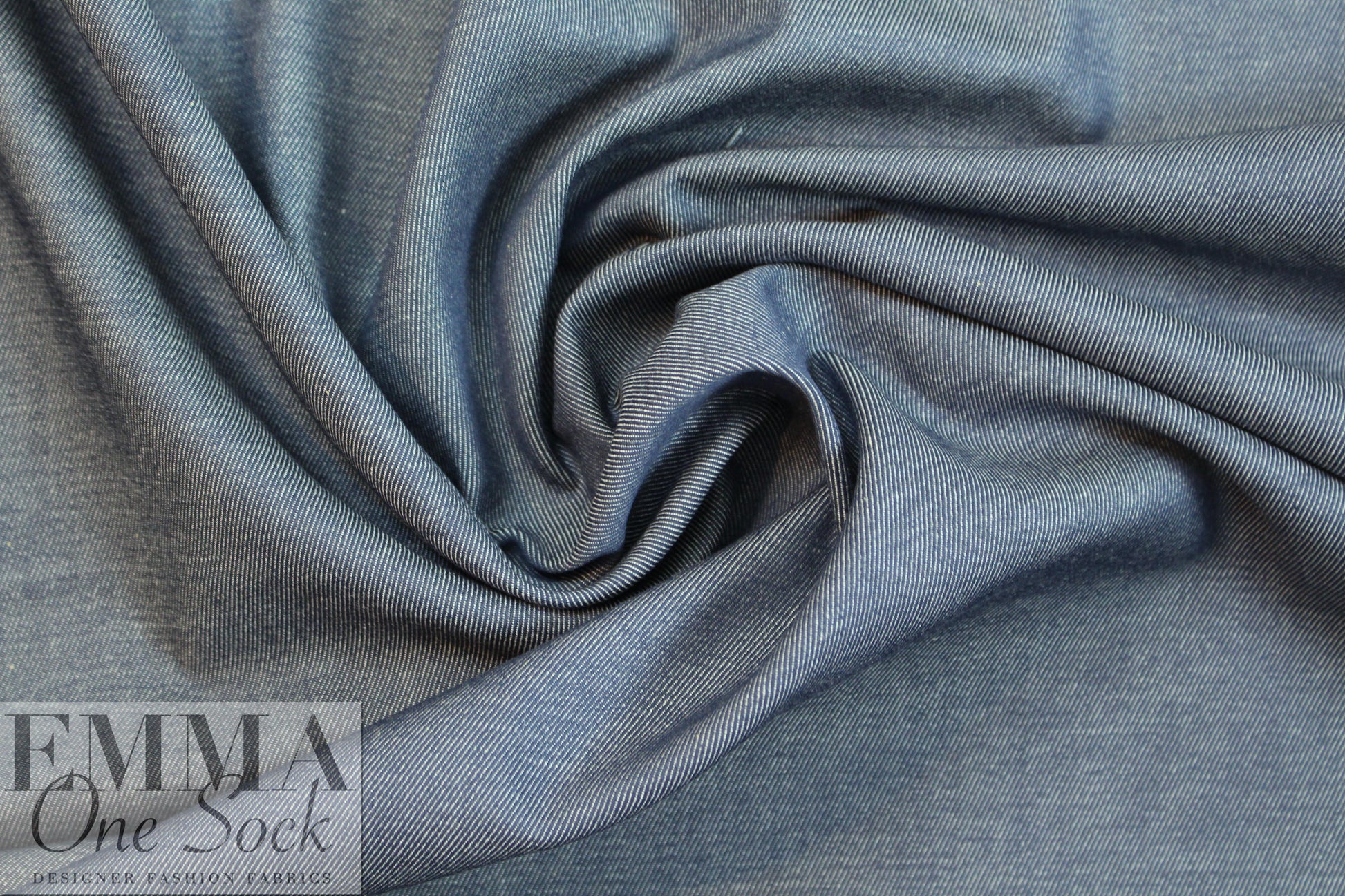 NY designer medium weight stretch denim - dusty blue 1 yard