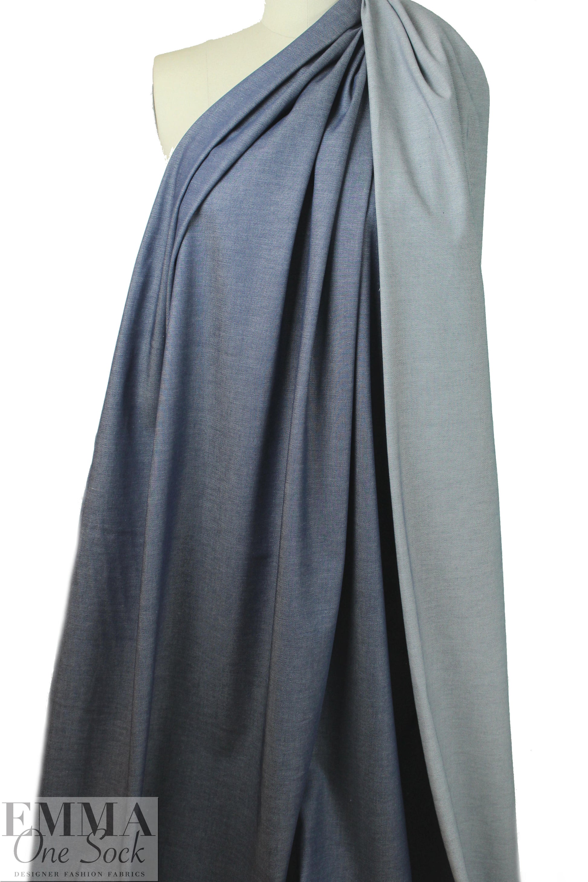 NY designer medium weight stretch denim - dusty blue 1 yard