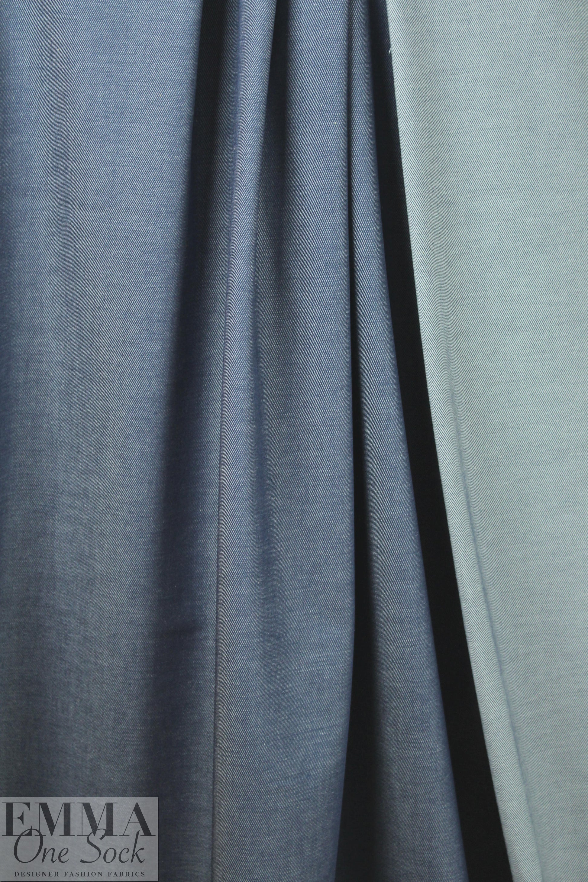 NY designer medium weight stretch denim - dusty blue 1 yard