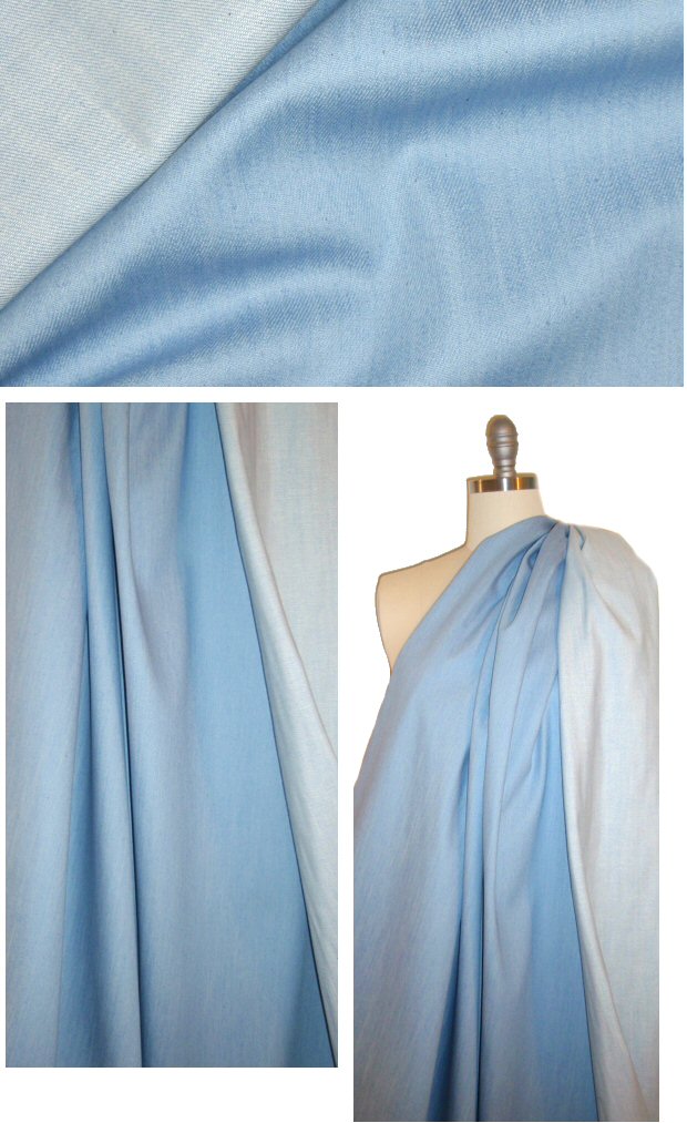 Ref0rmation light bleach blue stretch denim .75 yds