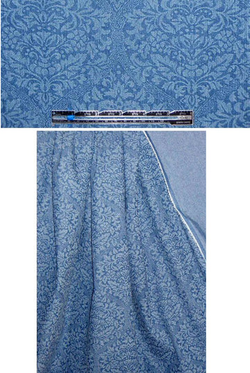 stretch cotton blend denim - lighter damask print .875 yds
